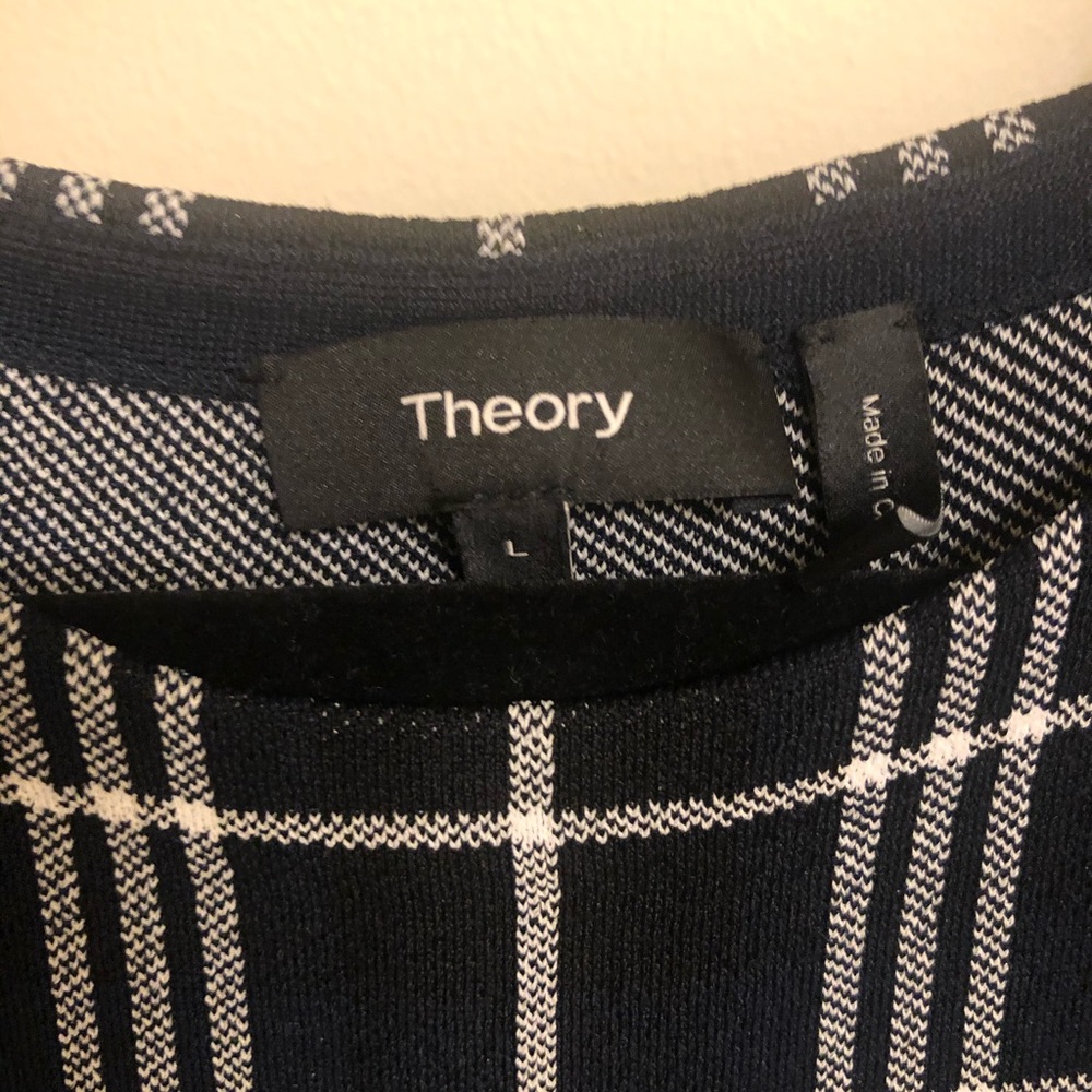 Theory peplum plaid top